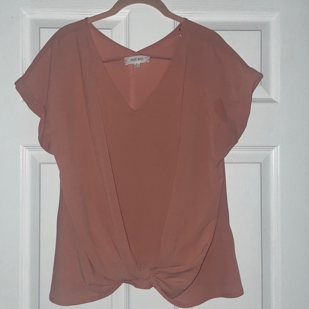 Rose colored short sleeve blouse